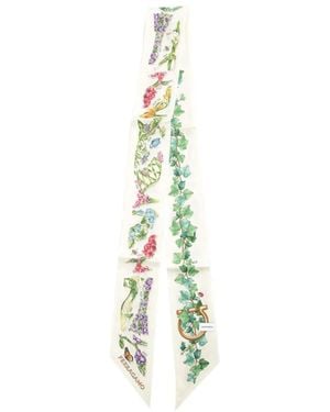 Ferragamo Eden Shoes Print Silk Scarf - Metallic