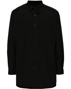 Yohji Yamamoto Asymmetric-Collar Cotton Shirt - Black