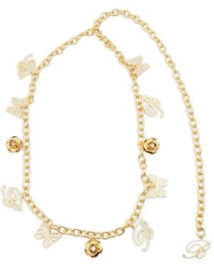Blumarine Rose-Butterfly Chain Belt - White