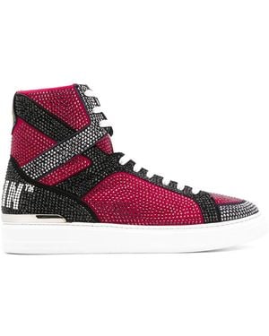 Philipp Plein Money Beast High-Top Trainers - Red