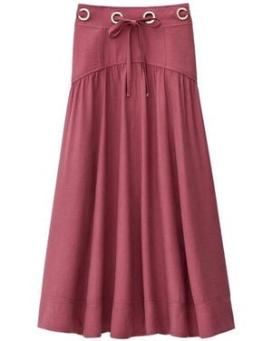 Ba&sh Donia Eyelet-Embellished Drawstring Skirt - Red