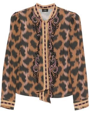 Etro Animal-Pattern Blouse - Brown