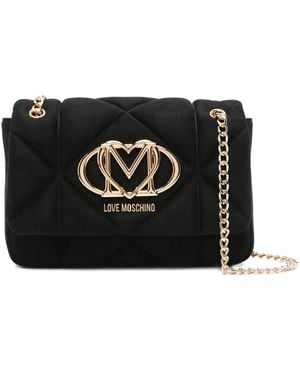 Love Moschino Quilted Logo-plaque Cross Body Bag - ブラック