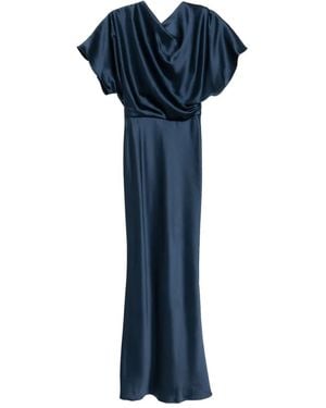 Amsale Satin Draped Gown - Blue
