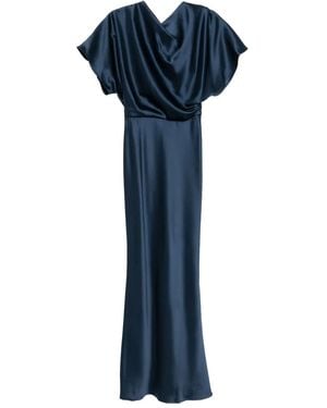 Amsale Satin Draped Gown - Blue