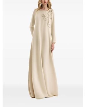 Gemy Maalouf Long-Sleeve A-Line Maxi Dress - Natural