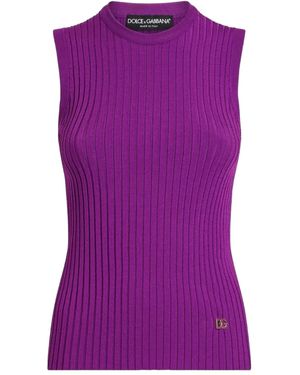 Dolce & Gabbana Logo-Plaque Top - Purple