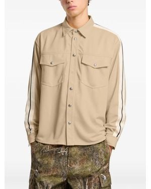 Palm Angels Logo-Print Side-Stripe Shirt - Natural