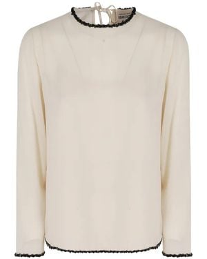 Semicouture Bead-Trim Tie-Fastening Blouse - White