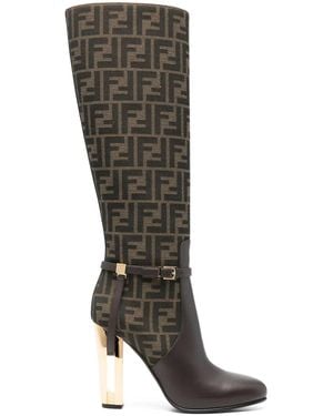 Fendi Delfina 110mm Monogram Knee-high Boots - Black