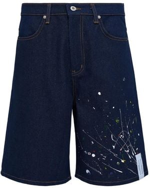 JUNTAE KIM Geverfde Denim Shorts - Blauw