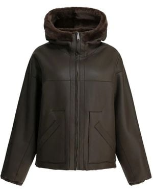 Blancha Hooded Sheepskin Jacket - Black