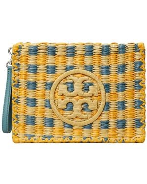 Tory Burch Ella Woven-Check Clutch Bag - Yellow