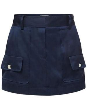 Veronica Beard Felina Button-Flap Pocket Skorts - Blue