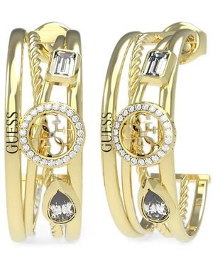 Guess 4G Multi-Stone Hoop Earrings - Metallic