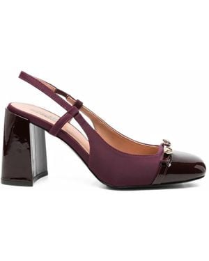 Love Moschino Logo-Plaque Slingback Court Shoes - Purple