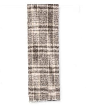 Destin Check-Pattern Frayed Scarf - White