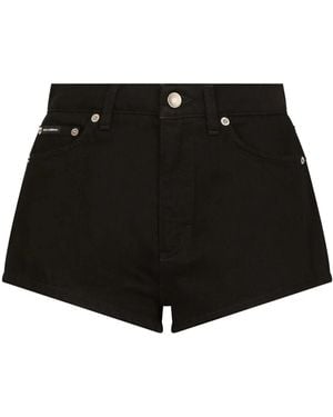 Dolce & Gabbana Shorts Denim Con Applicazione - Nero