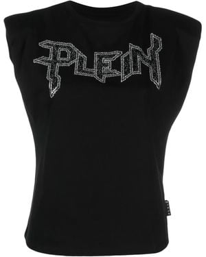 Philipp Plein Logo-Embellished Cotton Tank Top - Black