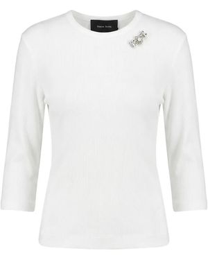 Simone Rocha Crystal-Embellished Ribbed T-Shirt - White