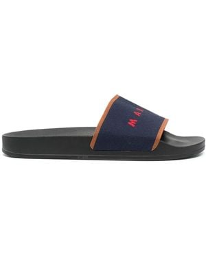 Marni ロゴジャカード フラットサンダル - ブルー