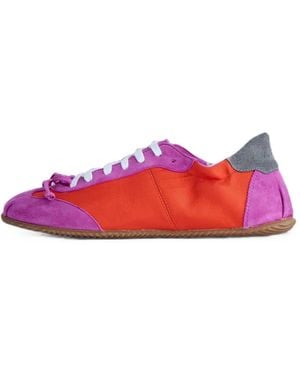 Abra Suede-Panelled Bow-Detail Sneakers - Pink