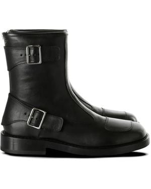 Ann Demeulemeester Buckle-Strap Leather Boots - Black