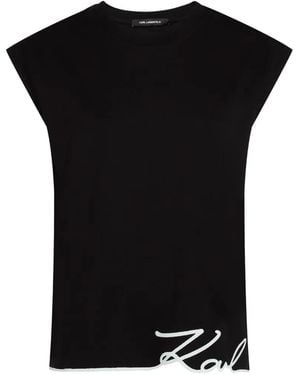 KARL LAGERFELD Signature-Hem Tank Top - Black