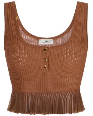 Elisabetta Franchi Button Ruffled Tank Top - Brown