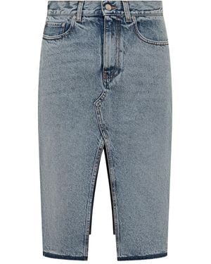 Stella McCartney スリットディテール デニムスカート - ブルー