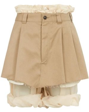 Maison Margiela Cotton Blend Layered Skort - Natural
