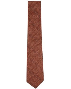 Kiton Herringbone-Weave Tie - Brown