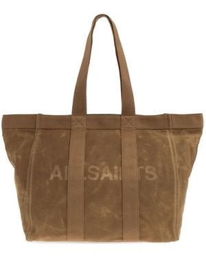 AllSaints Layo Logo-Print Tote Bag - Brown