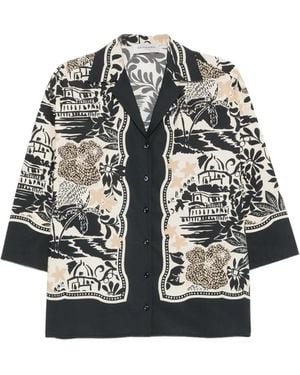 ERMANNO FIRENZE Graphic-Print Notch-Lapel Shirt - Grey