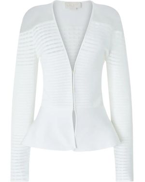 Genny Peplum Cardigan - White