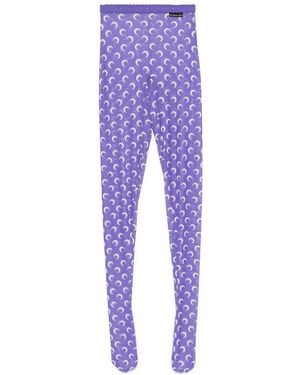 Marine Serre Crescent Moon-Print Tights - Purple