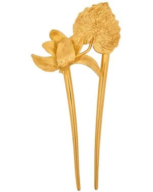 Oscar de la Renta Flower Leaf Hair Pins (Set Of Two) - Metallic