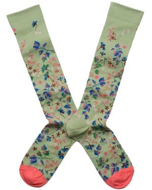 Bonne Maison Midnight Butterfly Floral-Intarsia Socks - Green