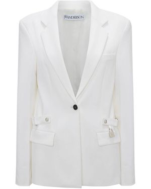 JW Anderson Sophisticated Optical Stretch Blazer With Notched Lapels For - White