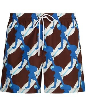 Gucci プリント トランクス水着 - ブルー