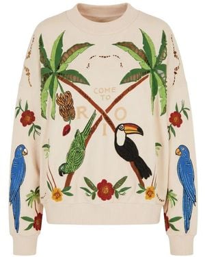 FARM Rio Bird-Embroidered Sweatshirt - Natural
