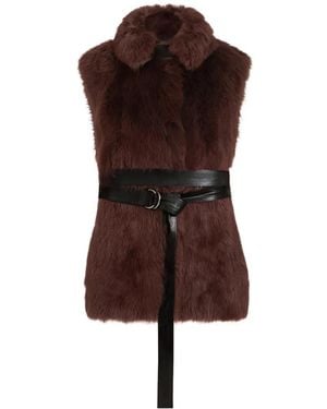 Brunello Cucinelli Lux Shearling Vest With Nappa Leather Belt And Monili - Brown
