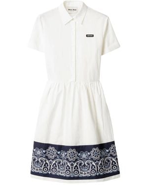 Miu Miu Robe Mi-Longue À Imprimé Bandana - Blanc