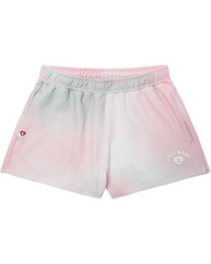 AAPE BY A BATHING AP Gradient-Effect Logo-Print Shorts - Pink