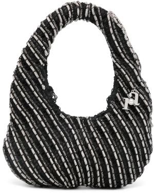 Rosantica Crystal Diagonal Stripe Tote - Black
