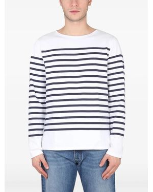 Saint James Gestreiftes T-Shirt - Weiß