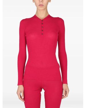 DSquared² Button Ribbed Jumper - Red