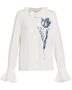 Erdem Ruffled Floral Shirt - White