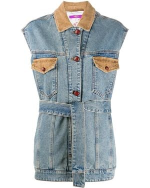 Philosophy Di Lorenzo Serafini Corduroy Detail Sleeveless Jacket - Blue