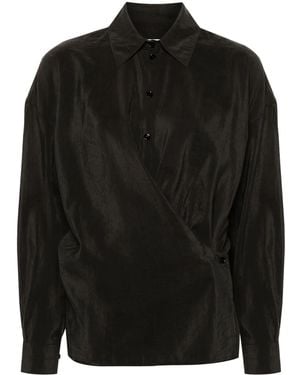 Lemaire Straight-Collar Twisted Shirt - Black